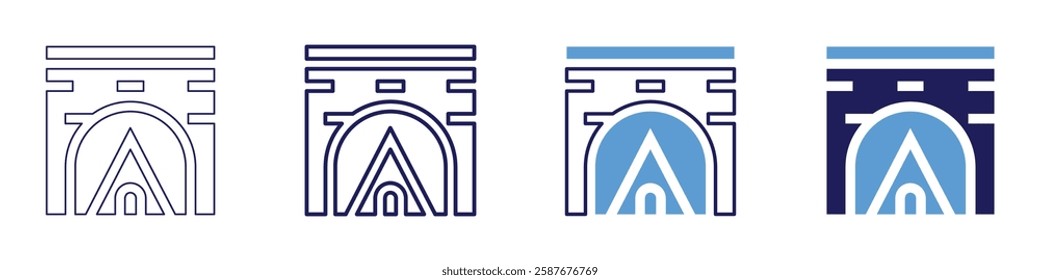 Road measurements icon in 4 different styles. Thin Line, Line, Bold Line, Duotone. Duotone style. Editable stroke.