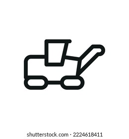 Road milling machine isolated icon, asphalt milling machine vector symbol with editable stroke