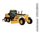 Road Motor grader Heavy equipment vehicle isolated on white background