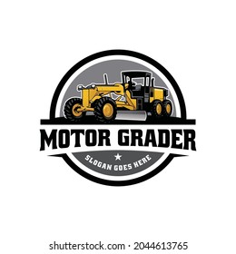 Road Motor grader. Heavy equipment vehicle isolated color vector