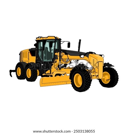 Road Motor grader Heavy equipment vehicle isolated on white background