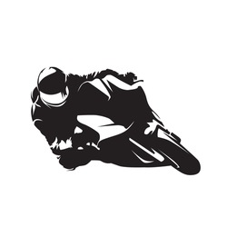 Road Motorbike Racing, Abstract Isolated Vector Silhouette, Front View. Motorcycle Racing Logo