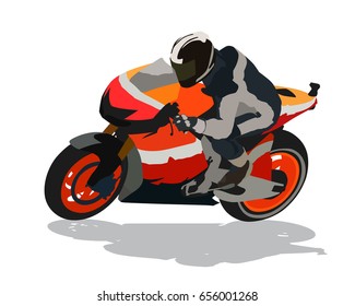 Road motorcycle racing, isolated vector illustration