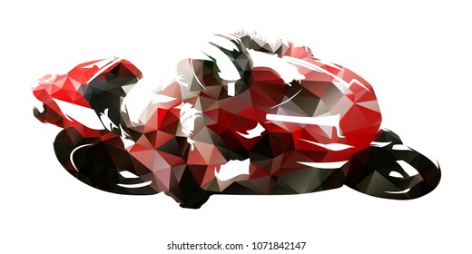 Road motorcycle racing, polygonal vector illustration