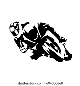 Road Motorcycle Rider, Abstract Vector Silhouette, Motor Sport Logo