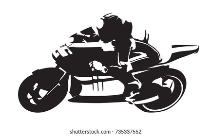 Road motorcycle rider, abstract vector silhouette