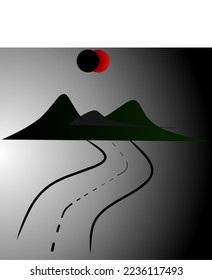 Carretera en el fondo del arte de la montaña 