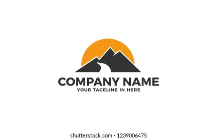 Road Mountain landscape Logo Template