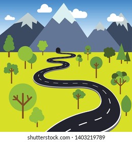 Road to mountain tunnel vector illustration 