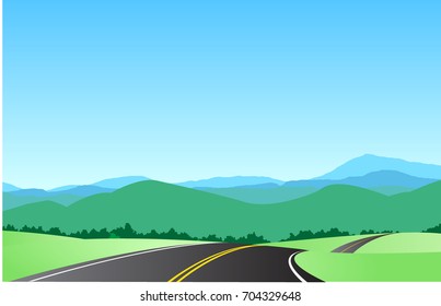 road to mountain vector drawn 