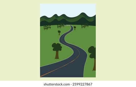 Road to Mountain vector illustration for use.