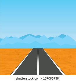 
Road to the mountains in the desert