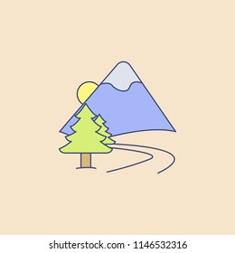 road to mountains field outline icon. Element of outdoor recreation icon for mobile concept and web apps. Field outline road to mountains icon can be used for web and mobile