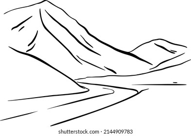 Road Mountains Hand Draw Black Vector Stock Vector (Royalty Free ...