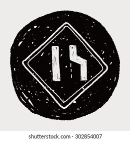 road narrow merge doodle