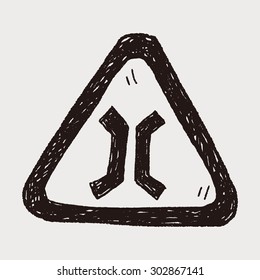 road narrow merge doodle