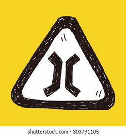 road narrow merge doodle