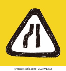 road narrow merge doodle