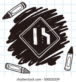 road narrow merge doodle
