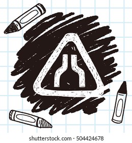 road narrow merge doodle