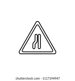 Road narrows icon. Element of traffic signs icon for mobile concept and web apps. Thin line Road narrows icon can be used for web and mobile on white background