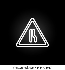 Road narrows neon icon. Elements of road sign set. Simple icon for websites, web design, mobile app, info graphics