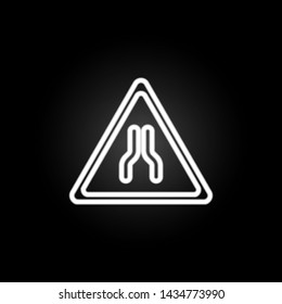 Road narrows neon icon. Elements of road sign set. Simple icon for websites, web design, mobile app, info graphics