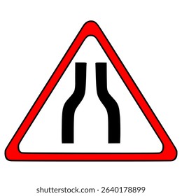 Road narrows on both sides illustration hand drawn isolated vector