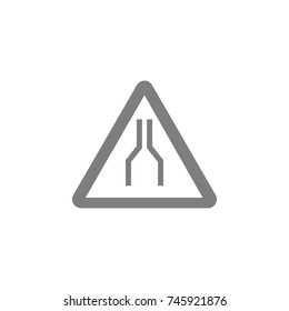 Road Narrows on Both Sides Ahead Sign icon Simple web black icon, can be used as web element icon on white background