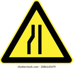 Road narrows on left, Gallery of All Warning Signs, Road signs in China