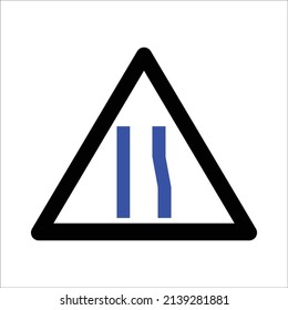 Road narrows on one sides Icon.Road Signs and Symbols