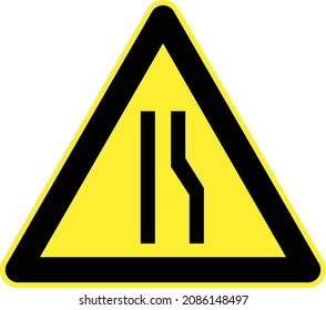 Road narrows on right, Gallery of All Warning Signs, Road signs in China