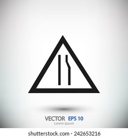 Road Narrows Sign icon