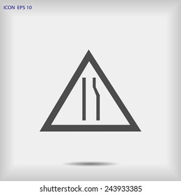 Road Narrows Sign icon