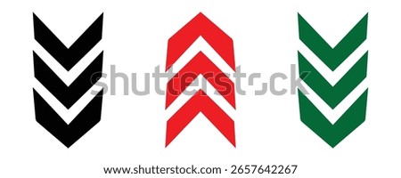 Road navigation arrows. road caution, military, navigation sign. Driving direction mark. halftone arrow icons, effect, pointer, speed direction, 
