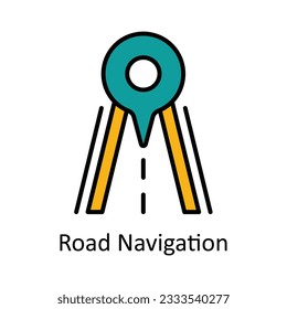 Road Navigation Filled Outline Icon Design illustration. Map and Navigation Symbol on White background EPS 10 File