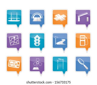 Road, navigation and travel icons - vector icon set