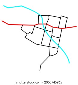diseño de mapa de red de carreteras área residencial de cuencas hidrográficas