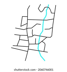 diseño de mapa de red de carreteras área residencial de cuencas hidrográficas