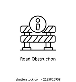 Road Obstruction Vector Outline Icon For Web Isolated On White Background EPS 10 File