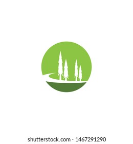 The road on the edge of the forest is a vector logo

