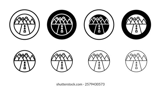 Road on landscape icon Outline thin set pack series