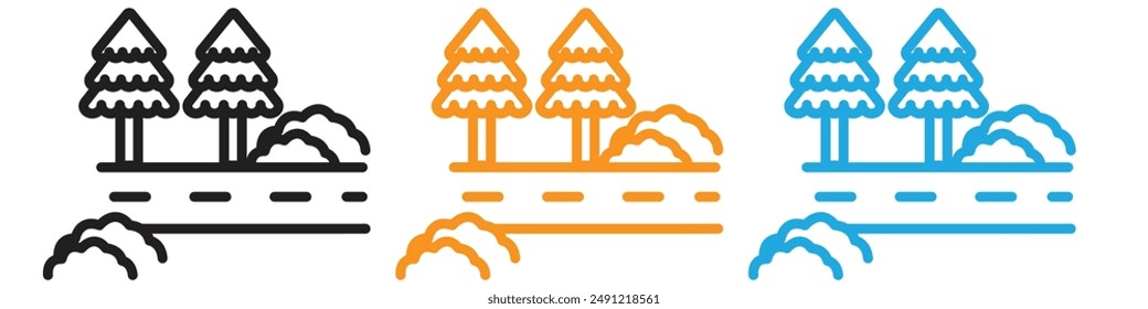 Colección del sistema del logotipo del Vector de la carretera en el paisaje para el App de Web