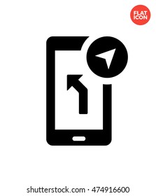 Road on phone Icon Flat Style Isolated Vector Illustration