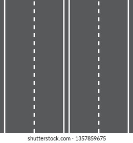 Road on a transparent background. Road with markings. Vector illustration