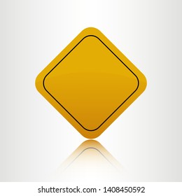 Road orange blank sign with a mirror shadow