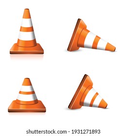 Road Orange Cone Set Icon