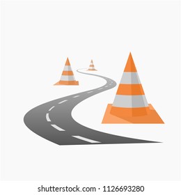 Road with orange cones