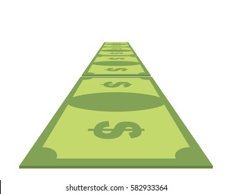 Road out of money. Wealth Path of cash. Dollar path
