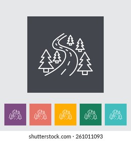 Road. Outline icon on the button. Vector illustration.